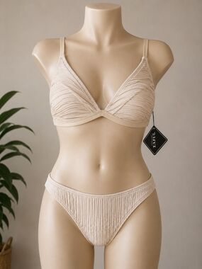 NWT Cream Textured Bikini Set
